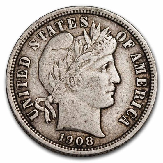 1908 Barber Dime XF 1908 Barber Dime XF