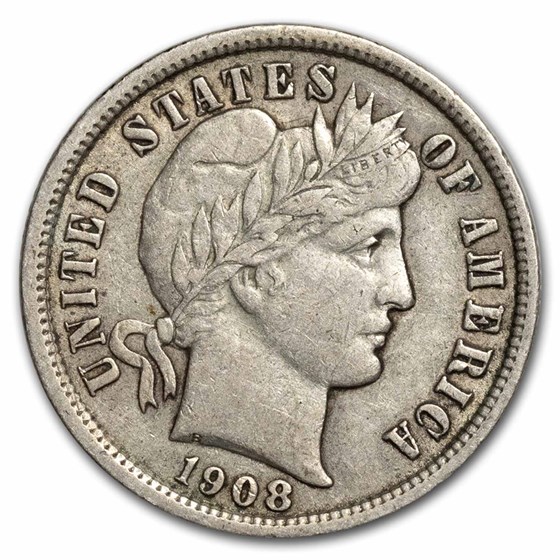 1908 Barber Dime XF 1908 Barber Dime XF