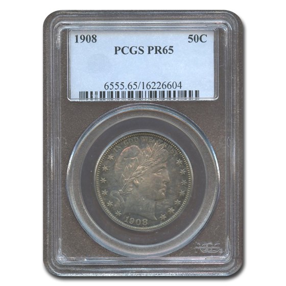 1908 Barber Half Dollar PR-65 PCGS 1908 Barber Half Dollar PR-65 PCGS