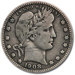 1908 Barber Quarter Fine