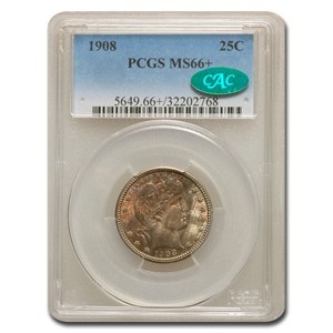 Buy 1908 Barber Quarter MS-66+ PCGS CAC | APMEX