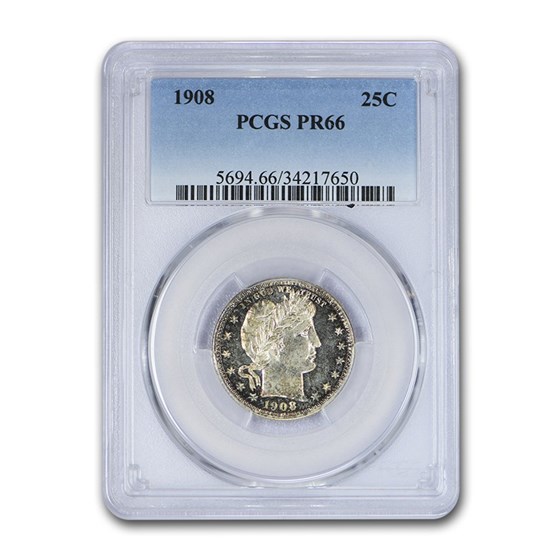 1908 Barber Quarter PR-66 PCGS 1908 Barber Quarter PR-66 PCGS