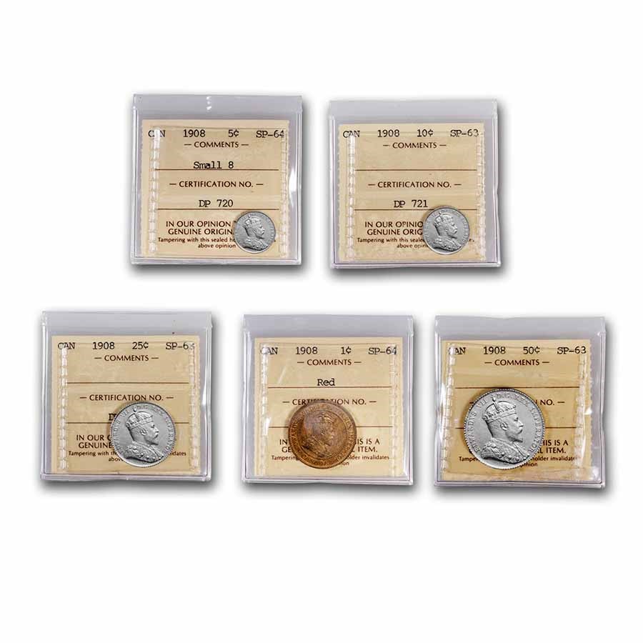 Buy 1908 Canada 5Coin Specimen Set ICCS (w/ Original Box) APMEX