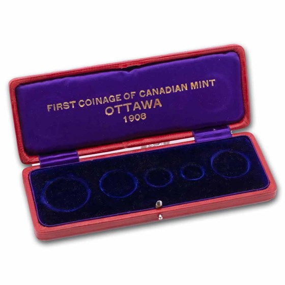1908 Coin Set 1908 Canada 5-Coin Specimen Set PCGS (w/ Original Box)