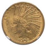 1908-D $10 Indian Gold Eagle MS-63 NGC (w/Motto)