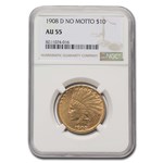 1908-D $10 Indian Gold Eagle No Motto AU-55 NGC