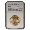 1908-D $10 Indian Gold Eagle No Motto AU-58 NGC