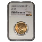 1908-D $10 Indian Gold Eagle No Motto AU-58 NGC