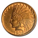 1908-D $10 Indian Gold Eagle No Motto AU-58 PCGS