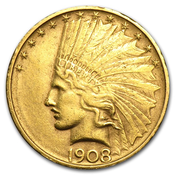 1908-D $10 Indian Gold Eagle No Motto AU 1908-D $10 Indian Gold Eagle No Motto AU
