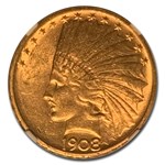 1908-D $10 Indian Gold Eagle No Motto MS-61 NGC