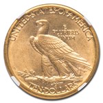 1908-D $10 Indian Gold Eagle No Motto MS-62 NGC