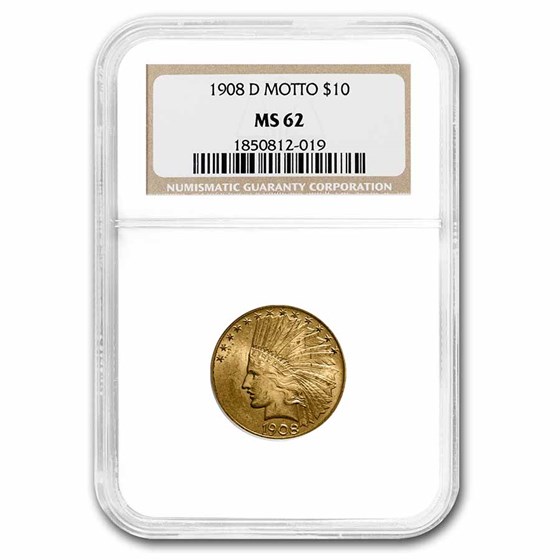 1908-D $10 Indian Gold Eagle w/Motto MS-62 NGC