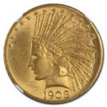 1908-D $10 Indian Gold Eagle w/Motto MS-64 NGC