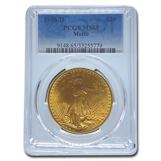 1908-D $20 Saint-Gaudens Gold w/Motto MS-65 PCGS 1908-D $20 Saint-Gaudens Gold w/Motto MS-65 PCGS