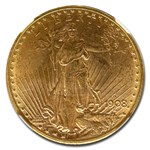 1908-D $20 St Gaudens Gold Double Eagle No Motto MS-63 NGC