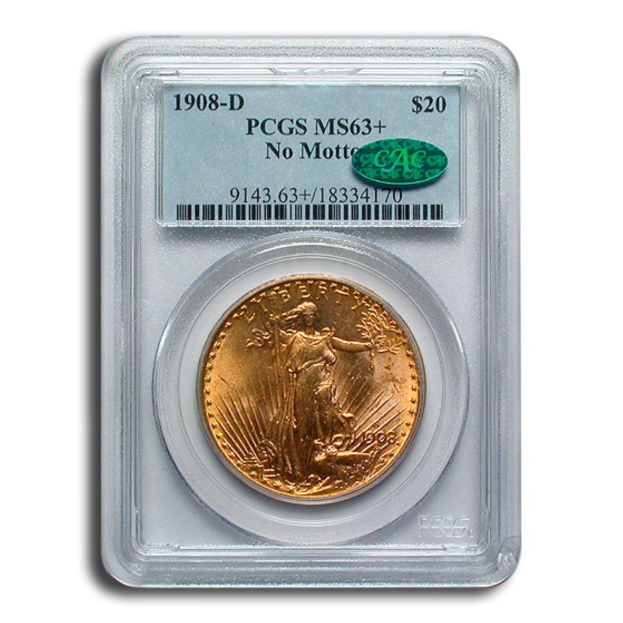 Buy 1908-D St Gaudens Double Eagle No Motto MS-63+ PCGS | APMEX