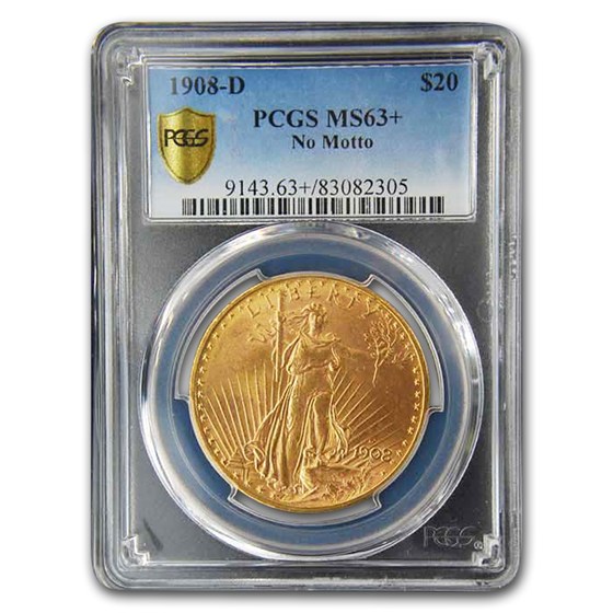 Buy 1908-D $20 Double Eagle No Motto MS-63+ PCGS | APMEX