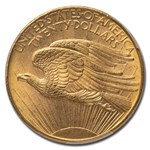 1908-D $20 St Gaudens Gold Double Eagle No Motto MS-63 PCGS
