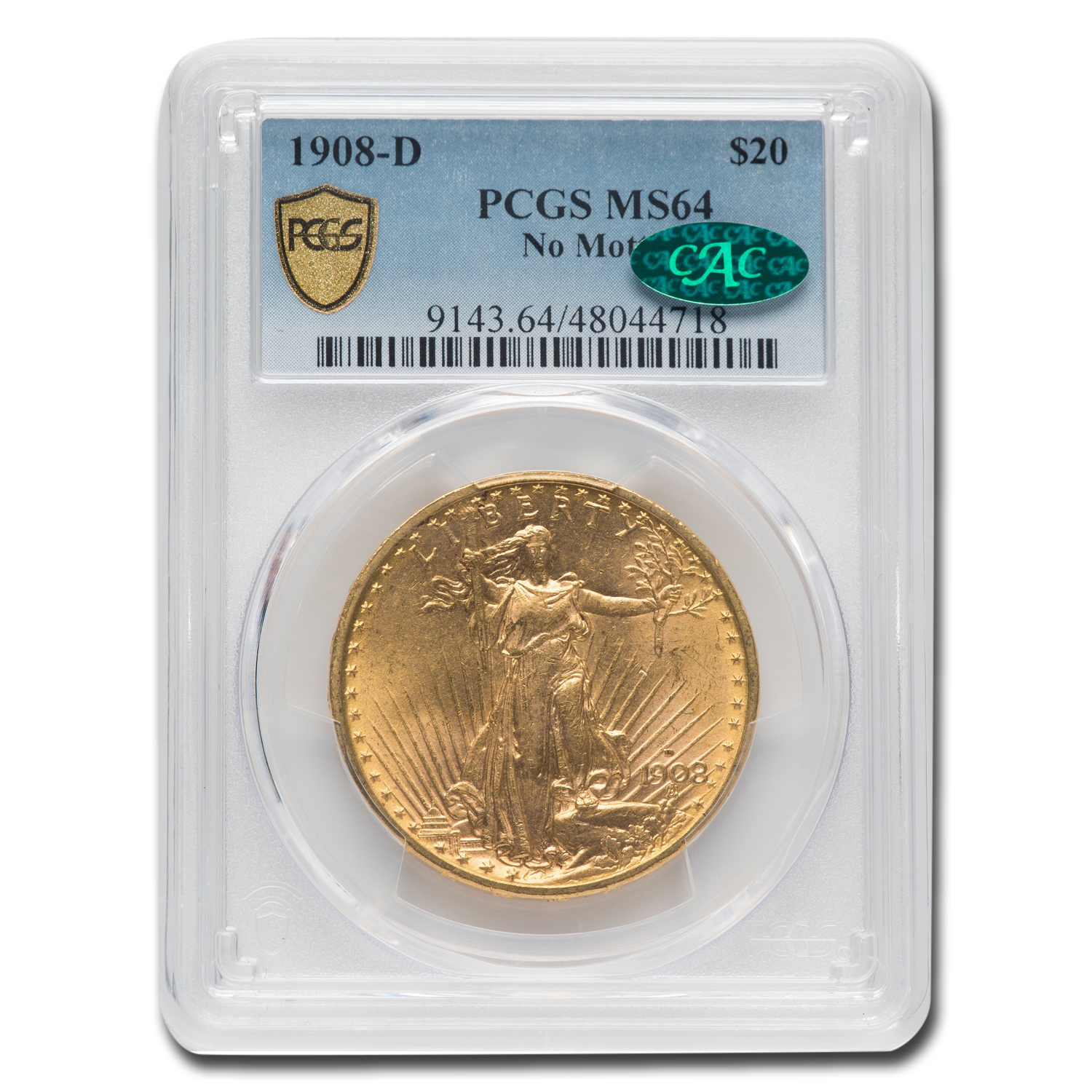 Buy 1908-D St Gaudens Double Eagle No Motto MS-64 CAC | APMEX