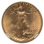 1908-D $20 St Gaudens Gold Double Eagle No Motto MS-65 NGC