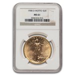 1908-D $20 St Gaudens Gold w/Motto MS-61 NGC