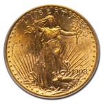 1908-D $20 St Gaudens Gold w/Motto MS-62 PCGS