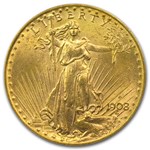 1908-D $20 St Gaudens Gold w/Motto MS-63 PCGS