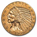 1908-D $5 Indian Gold Half Eagle AU