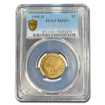 1908-D $5 Indian Gold Half Eagle MS-63+ PCGS