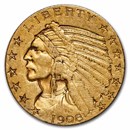 1908-D $5 Indian Gold Half Eagle XF