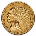 1908-D $5 Indian Gold Half Eagle XF