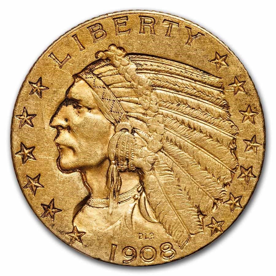 1908-D $5 Indian Gold Half Eagle XF