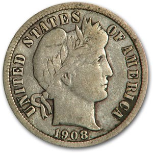 1908-D Barber Dime Fine 1908-D Barber Dime Fine