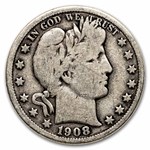1908-D Barber Half Dollar 20-Coin Roll Avg Circ