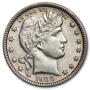 1908-D Barber Quarter AU 1908-D Barber Quarter AU