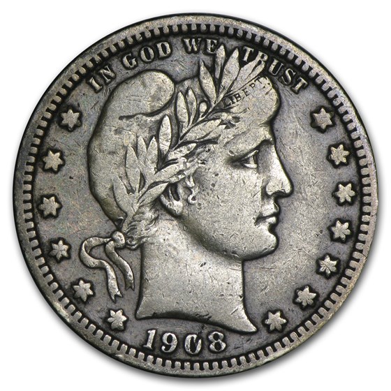 1908-D Barber Quarter Fine 1908-D Barber Quarter Fine