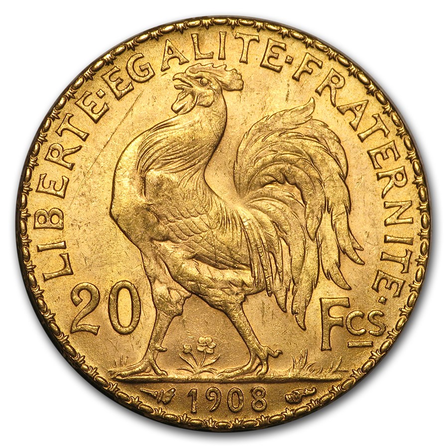 Buy 1908 France Gold 20 Francs Rooster BU APMEX buy-1908-france-gold-20-francs-rooster-bu-apmex