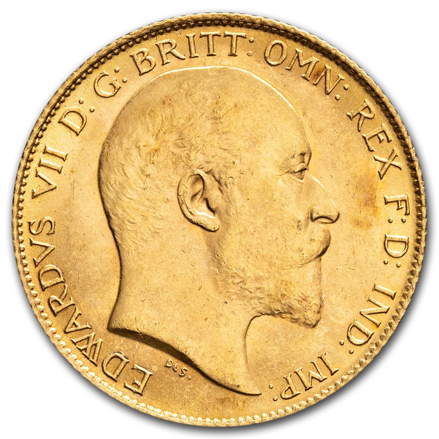 1908 Great Britain Gold Half Sovereign Edward VII BU