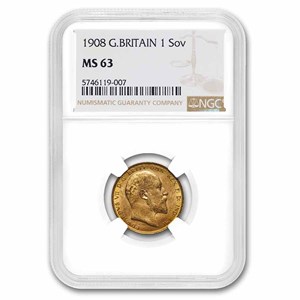 Buy 1908 Great Britain Gold Sovereign Edward VII MS-63 NGC | APMEX