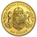 1908 Hungary Gold 100 Korona AU/BU (Restrike)