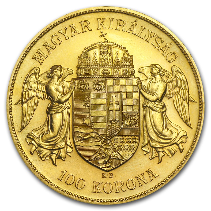 1908 Hungary Gold 100 Korona AU/BU (Restrike)