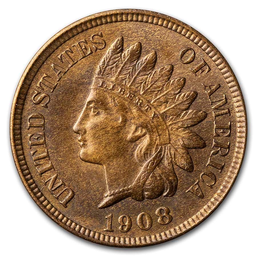 1908 Indian Head Cent BU (Brown)