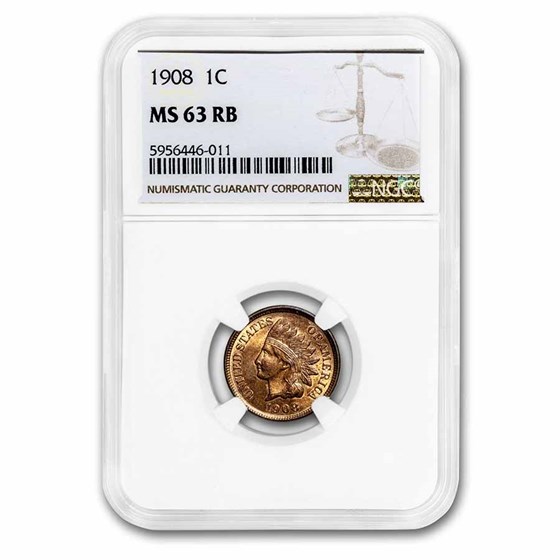 1908 Indian Head Cent MS-63 NGC (Red/Brown) 1908 Indian Head Cent MS-63 NGC (Red/Brown)