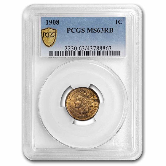 1908 Indian Head Cent MS-63 PCGS (Red/Brown) 1908 Indian Head Cent MS-63 PCGS (Red/Brown)