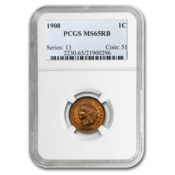 1908 Indian Head Cent MS-65 PCGS (Red/Brown) 1908 Indian Head Cent MS-65 PCGS (Red/Brown)