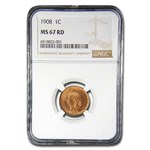 1908 Indian Head Cent MS-67 NGC (Red)