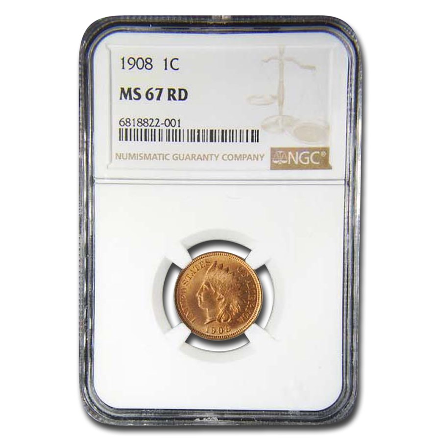 1908 Indian Head Cent MS-67 NGC (Red)