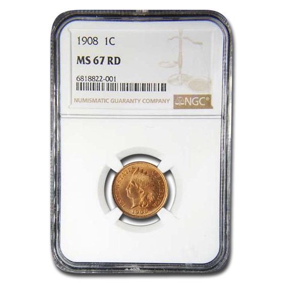 1908 Indian Head Cent MS-67 NGC (Red) 1908 Indian Head Cent MS-67 NGC (Red)