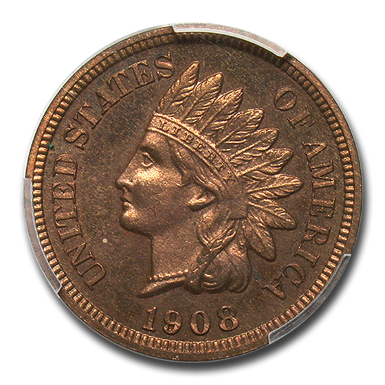1908 Indian Head Cent PR-64 PCGS (Red/Brown) 1908 Indian Head Cent PR-64 PCGS (Red/Brown)